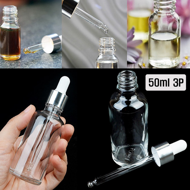 3p 50ml 스포이드오일공병 에센스유리공병, 투명 + 투명 + 투명, 3개