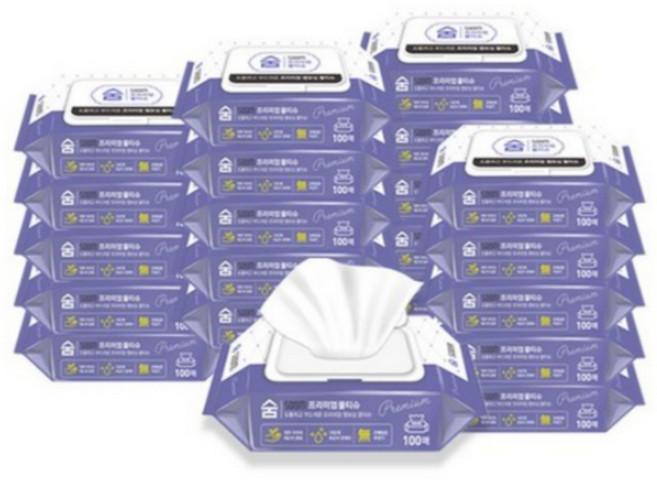 숨 프리미엄 물티슈 캡형 100매, 1세트, 20개