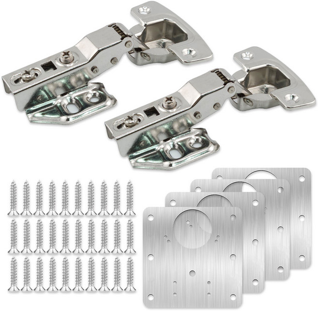 유스툴 스텐 보강판 댐퍼 경첩 풀세트 싱크대 가구 문짝 수리 나사포함, 1개