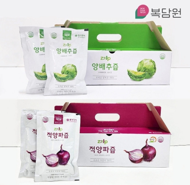 기타 [복담원] 국내산 양배추즙 60포 + 적양파즙 (총120포), 없음, 100ml, 120개