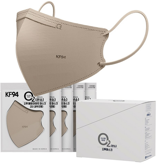 오투에어라이트 KF94 새부리형 마스크 대형 50매 국산, 베이지, 50개, 1매입