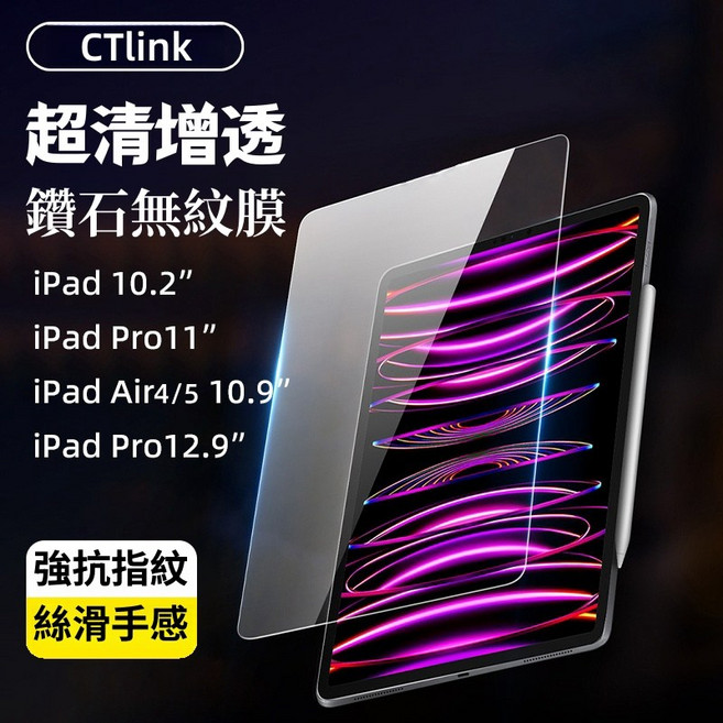 iPad 2020 玻璃保護貼 護眼綠光防眩暈, 高清透明, 1個