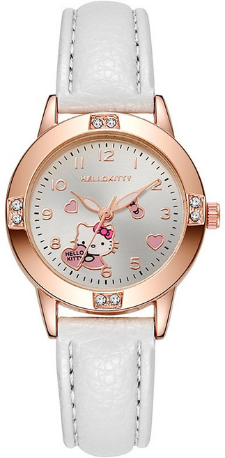 산리오 가죽 시계 헬로키티 손목시계 캐릭터 시계 아동 시계 가죽밴드 큐빅 포인트 데일리 시계