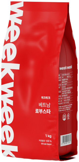 위크위크 고소한 베트남 로부스타 G1 원두 커피 홀빈, 1개, 1kg, 홀빈(분쇄안함)