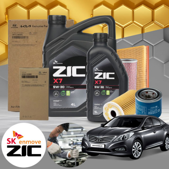 그랜저HG(11~16) 3.0/3.3 가솔린 모비스 순정 필터세트+지크 X7 5W30 엔진오일 6리터, 1개