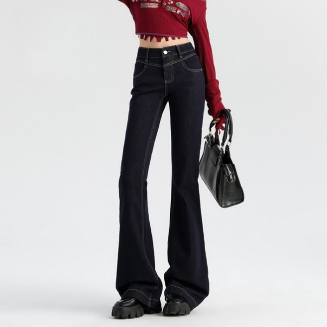 VIISHOW 여성 스판좋은 하이웨스트 슬림 롱 부츠컷 청바지