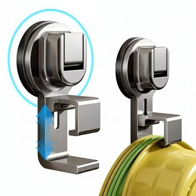 1+1 높이조절 무타공 흡착식 세숫대야 걸이 욕실 대야걸이, 블랙, 1세트