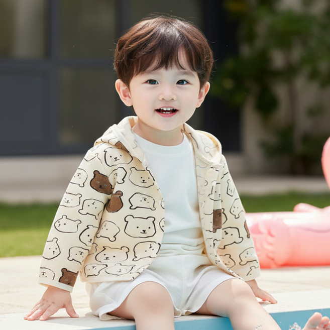 몽실이 썬가드 코튼100 후드점퍼 여아 남아 여름 아우터 면 간절기 외출복