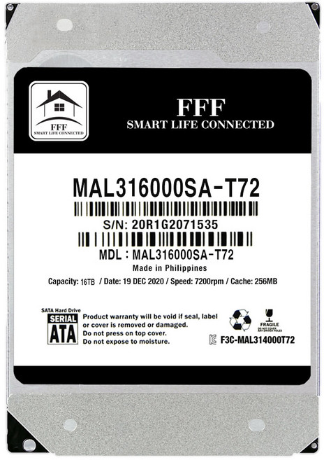 3.5인치 하드디스크 16TB 에프쓰리 HDD SATA3 7200RPM 256MB 16테라, MAL316000SA-T72