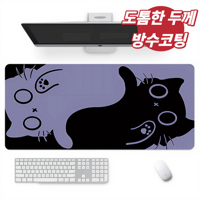 누블루 귀여운 고양이 논슬립 게이밍 장패드, 1개, 기본