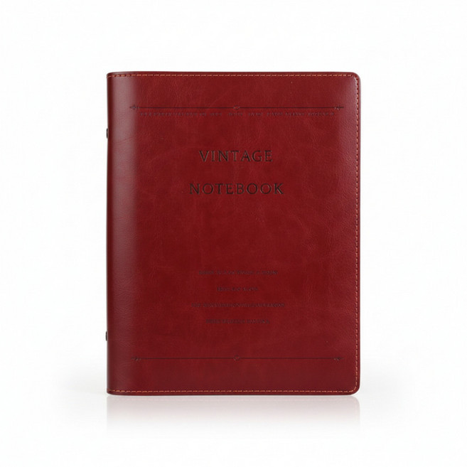 다다베 빈티지 텐더 가죽 바인더 노트, 1개, 버건디