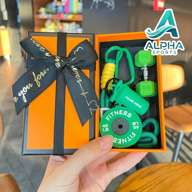 알파 스포츠피트니스 덤벨키체인 악세서리키링, 녹색더블로프덤벨, 1개