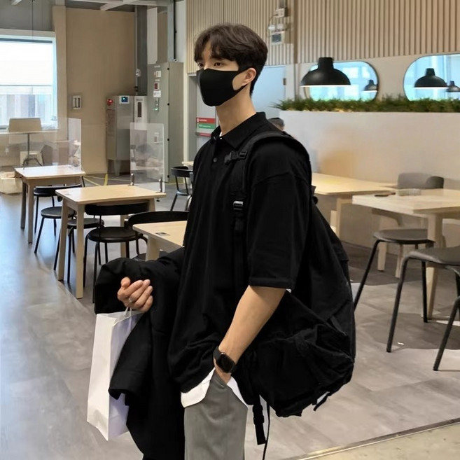 고급 남자 여름 티셔츠 루즈핏 구김없는 머슬핏 반팔 카라 티셔츠 데일리룩 캐주얼 반팔티