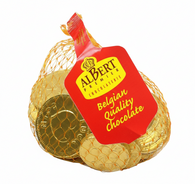 알버트 코인 동전 금화 초콜렛 벨기에 메달 골드 실버 발렌타인데이 화이트데이 선물, 55g, 1개