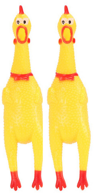 오브펫 꼬끼오 소리나는 삑삑이 닭 인형 2P, 1세트, 엽기닭
