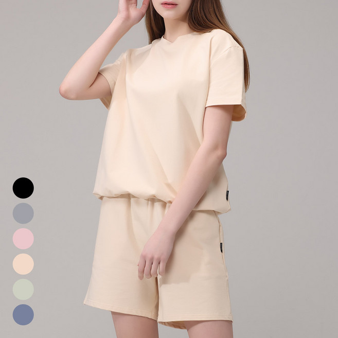 에버라스트 여성 맨투맨 반팔 셋업 운동복 세트