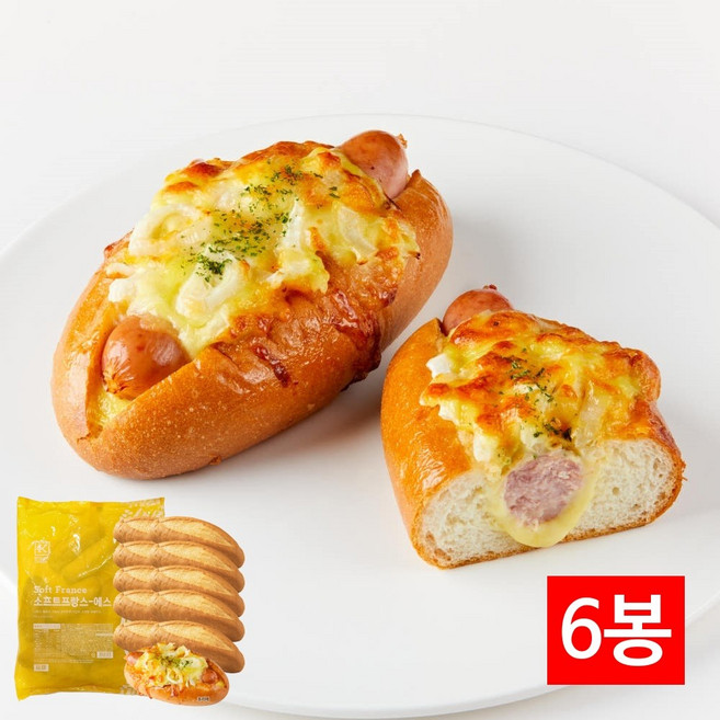 냉동 바게뜨빵 소프트프랑스 에스 500g 6봉 총60입 삼립 미니 파베이크 식사빵, 6개