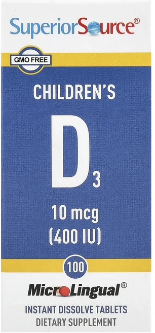 Superior Source 어린이용 D3 10mcg(400IU) MicroLingual® 용해 정제 100정, SuperiorSource어린이용D310mcg400IU - 쿠팡