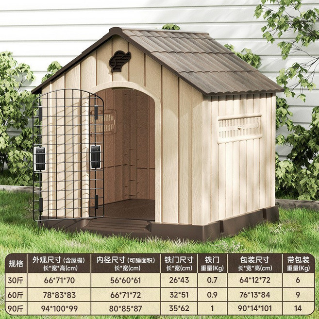 Hoopet 戶外狗屋 四季通用 防寒防雨 寵物狗屋, 1個, 戶外狗屋-暖棕色[有門款],建議30斤內寵物使用, 暖棕色, 有門款