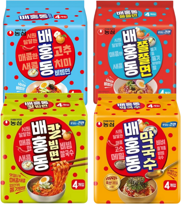 배홍동 4종(비빔면 쫄쫄면 칼빔면 막국수 각 4개) (총 16개), 16개