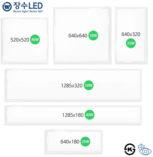 장수램프 LED 슬림 엣지 직하 평판 직부샤인 조명 520 640 플리커프리 방등 거실등 면조명, 주백(4000k)