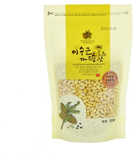 유기농 국산 이수근 가평잣 2025년 햇잣 백잣 봉지 지퍼 300g, 1개