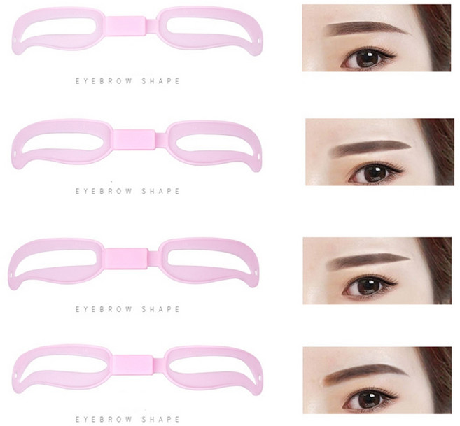 1/2/3p 밴드형 눈썹 그리기 4종 모양 눈썹틀 그리는법 다듬는법 아이 브로우 가이드, 핑크 2개