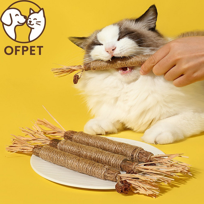 오브펫 마따따비 스틱 장난감 라피아잎, 4개