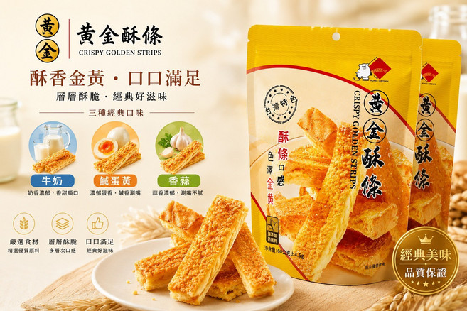 TSONG CROWN 黃金酥條, 60公克±4.5公克, 1個