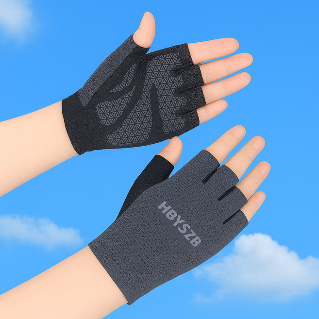 데일블룸 손가락장갑 메쉬 여름 반장갑 자전거장갑 등산장갑, 챠콜그레이, 1개