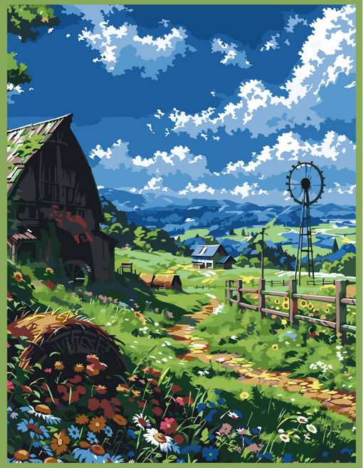 온메이드 DIY 명화그리기 그림그리기 세트 MD-220, 1개, 48 산길 풍경