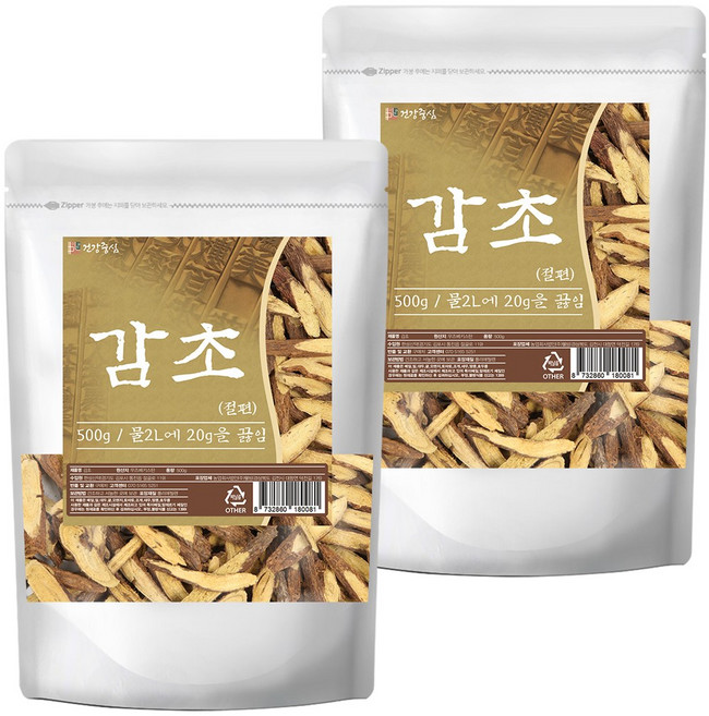 건강중심 말린 감초 슬라이스 우즈백산, 500g, 2개