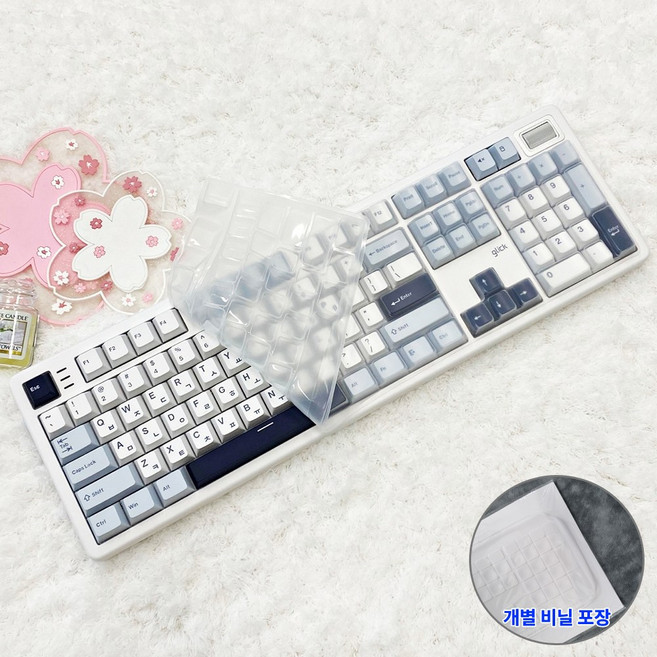 지클릭커 SPK107 GRT107 키스킨 기계식 키보드덮개 실리콘 커버, 1개, 투명