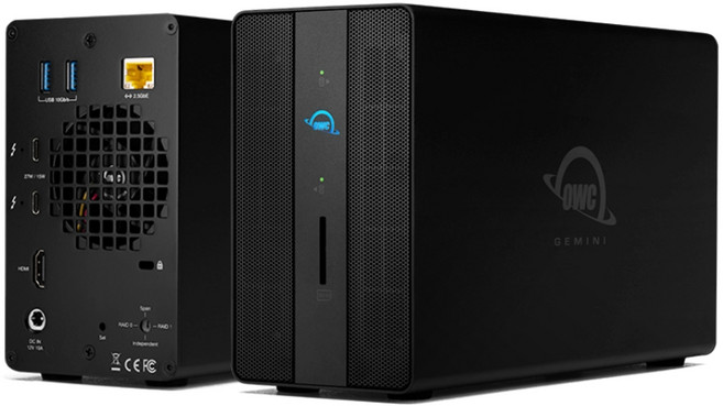 OWC GEMINI 2BAY 썬더볼트3 RAID 외장스토리지 2.5G 이더넷 8K HDMI USB허브 SD카드 다기능 DOCK, 1개