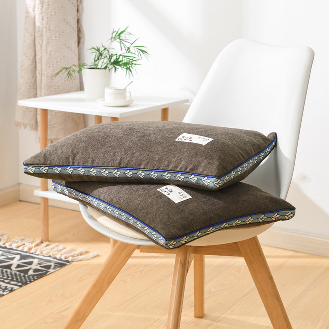 全蕎麥硬質護頸枕, 1件, 麻絨枕深咖