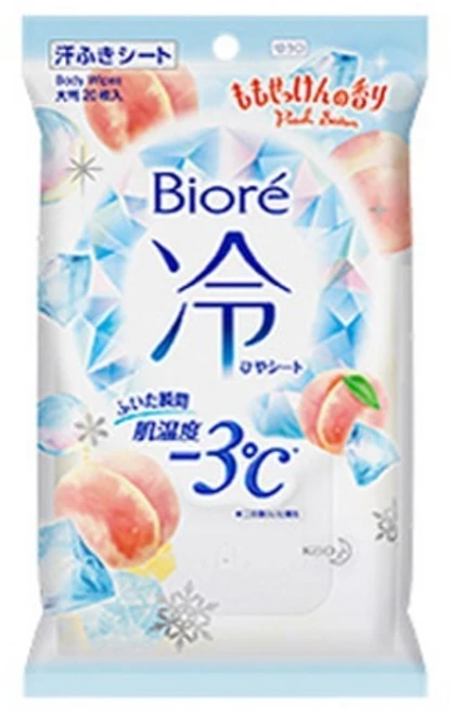 비오레 바디시트 냉시트 20매 복숭아비누향 쿨링시트 데오드란트 티슈 - 쿠팡