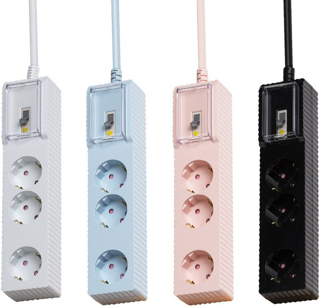 파워존 4000W 고용량 자동소화 웨이브 멀티탭 누전차단 3구 50cm 1.5m 3m 5m 7m, 1개, 자동소화+과부하차단+누전차단 3구, 블랙 5m