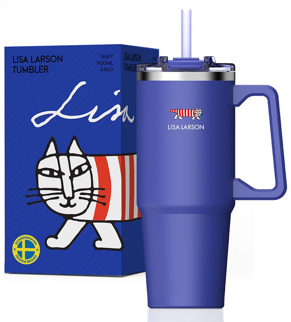 리사라르손 대용량 올스탠 텀블러 Lucky Character Package 평온의 마이키 액막이 행운 캐릭터, 1개, 900ml, 네이비