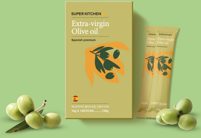 오가닉 엑스트라버진 100% 유기농 올리브오일, 14개, 8g