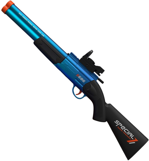 UB 더블 배럴 샷건 S686 에어 소프트 탄두 너프건, 세로형 장총, 블루, 1개