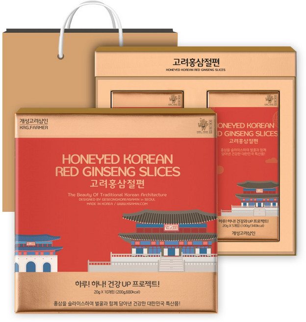 개성고려삼인 6년근 홍삼절편 20g 10개입 +쇼핑백, 1개, 200g