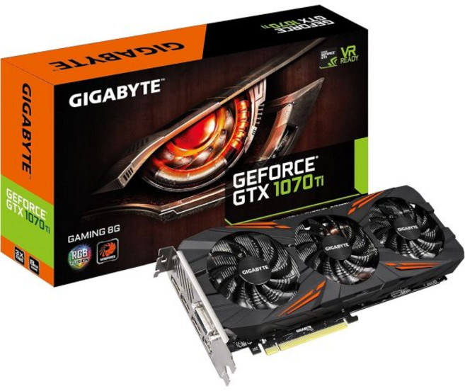 기가바이트 지포스 GTX 1070 Ti 게이밍 8GB 비디오 그래픽 카드 GV-N107TGAMING-8GD 재생품, Graphics Card