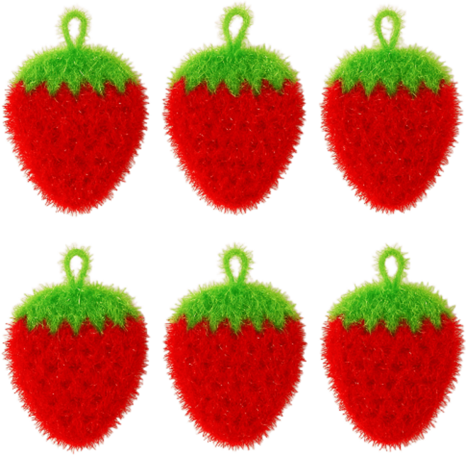 생활클릭 거품 잘 나는 아크릴 수세미 5+1 업소용 도톰한 주방수세미 손뜨게수세미 딸기수세미 핸드메이드 친환경수세미, 6개, 1세트