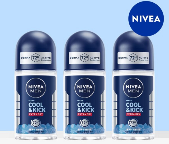 [니베아] 맨 데오드란트 롤온 쿨 앤 킥 50ml 3개