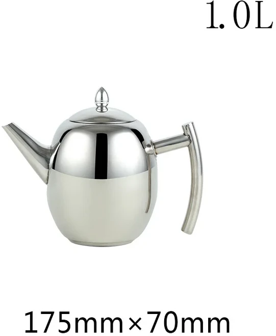 배모양 두꺼운 차 냄비 라이너 필터 디자인 물 주전자 304 스테인레스 스틸 1L, 04 Silver 1L