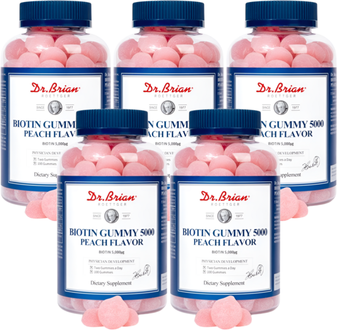 HnF (신상품 최신제조) 닥터브라이언 비오틴 5000 고함량 구미 온가족용 천연복숭아맛 100%미국직수입 식약처인증, 1정, 500세트