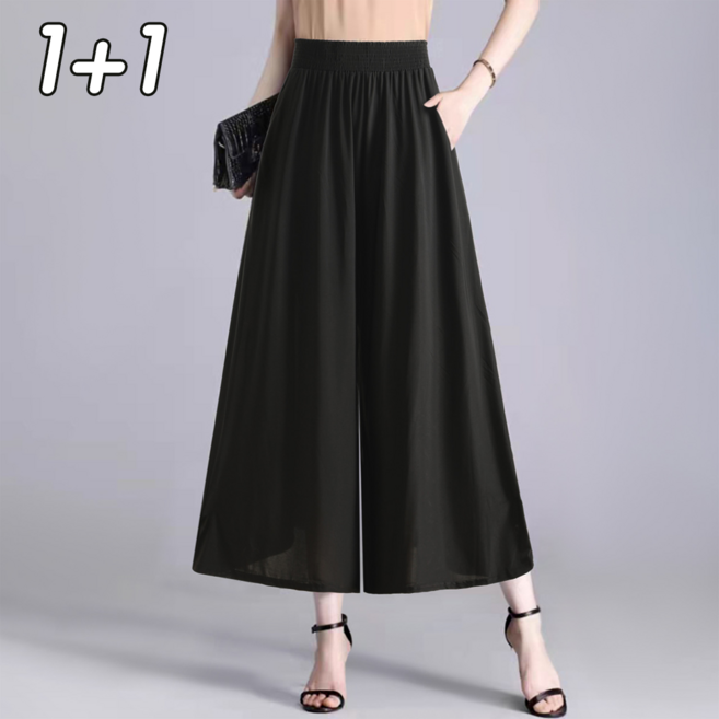 NUNUHANA 1+1 여성 시원한 치마바지 여름 루즈핏 9부 팬츠