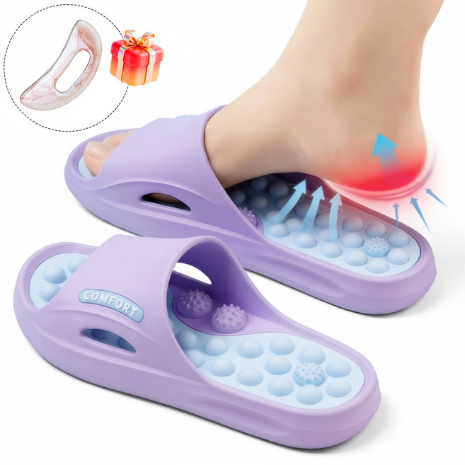 Belua 여성 욕실 미끄럼방지 EVA 지압 슬리퍼 아치형 쿠션 발편한 슬리퍼