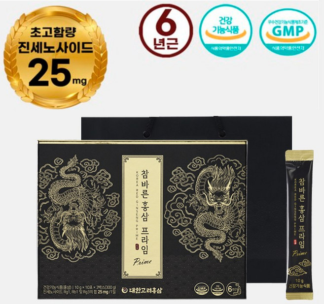 참바른홍삼 프라임 30포 (진세노사이드 25mg 고함량 홍삼스틱), 300g, 1개