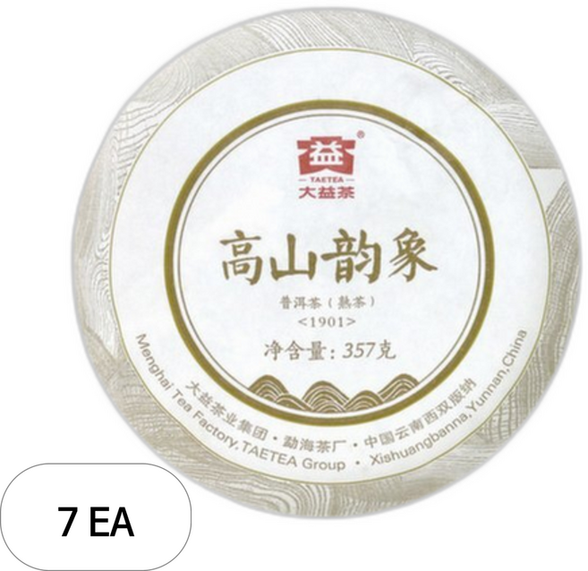 대익차 보이차 고산운상 숙차, 357g, 1개입, 7개